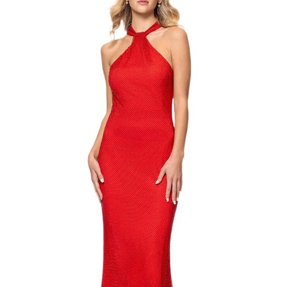 Betsy & Adam: Halter Neck Sheath Gown - Picture 1 of 6